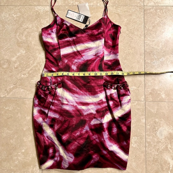 NWT BCBGMaxAzria Boysenberry Satin Mini Dress with Spaghetti Straps, Size 2 - Picture 6 of 7
